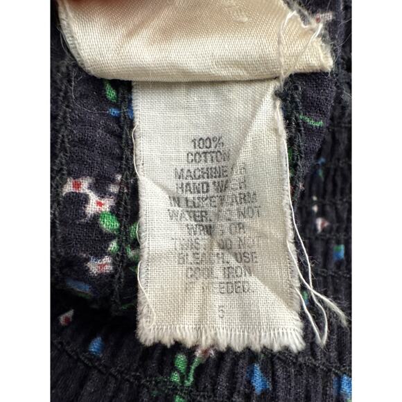 Vintage 70s The Fig Leaf Floral Smocked Cottagecore Prairie Midi Cotton Dress XS - Picture 12 of 16